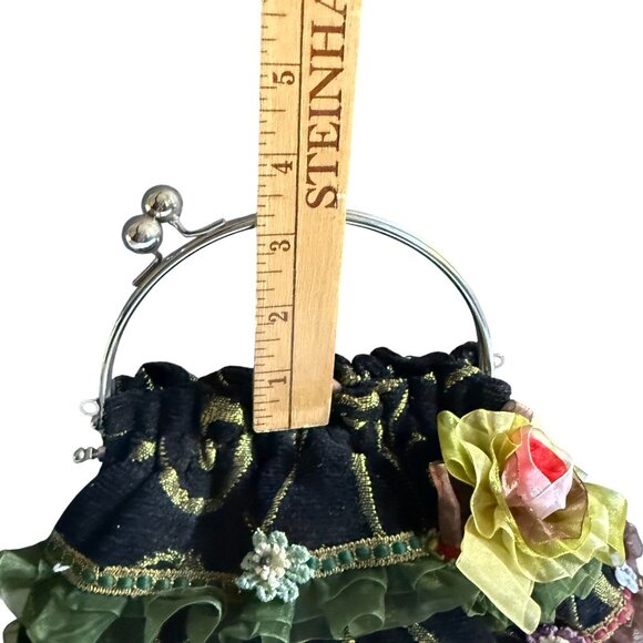 Embroidered Ribbon Rose Lace Appliques Unique Evening Bag - Picture 7 of 8